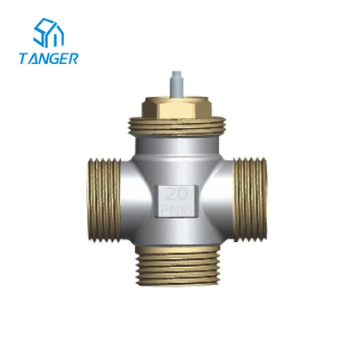 8mm 10mm ব্রাস থার্মোস্ট্যাটিক রেডিয়েটর ভালভ পালিশ 3 ওয়ে DN20 PN16 মিক্সিং Kvs 2.1